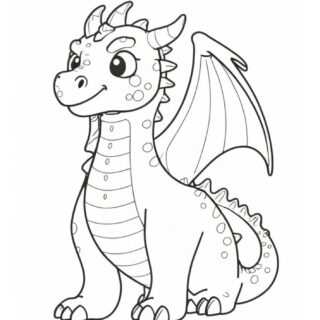 Cartoon dragon coloring page for kids