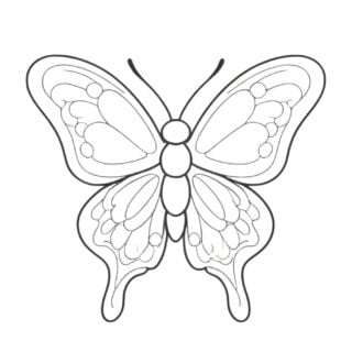Printable butterfly coloring page graphic.