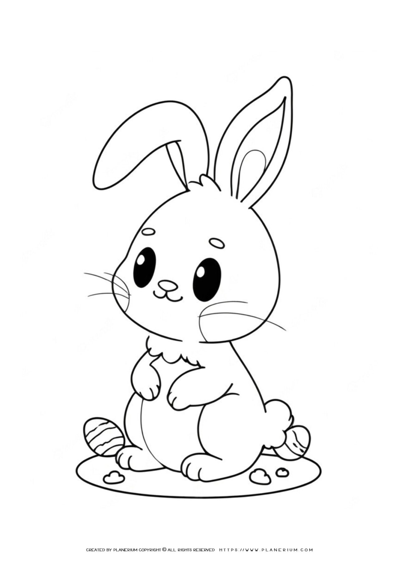 Cartoon rabbit coloring page illustration.