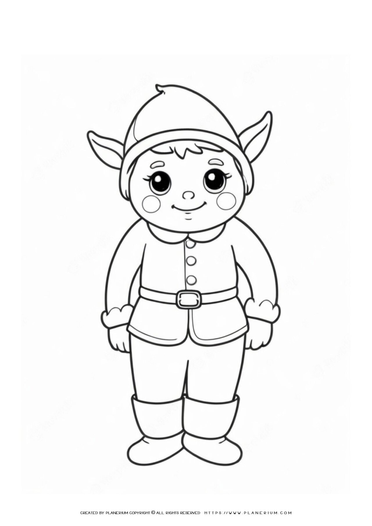 Cartoon elf coloring page for kids.