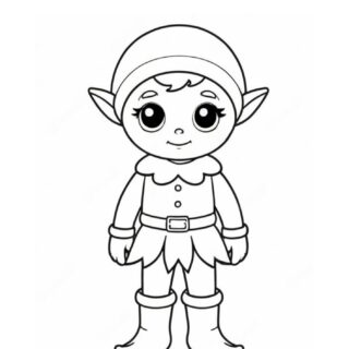 Cartoon elf coloring page illustration.