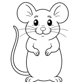 Printable cute mouse coloring page illustration.