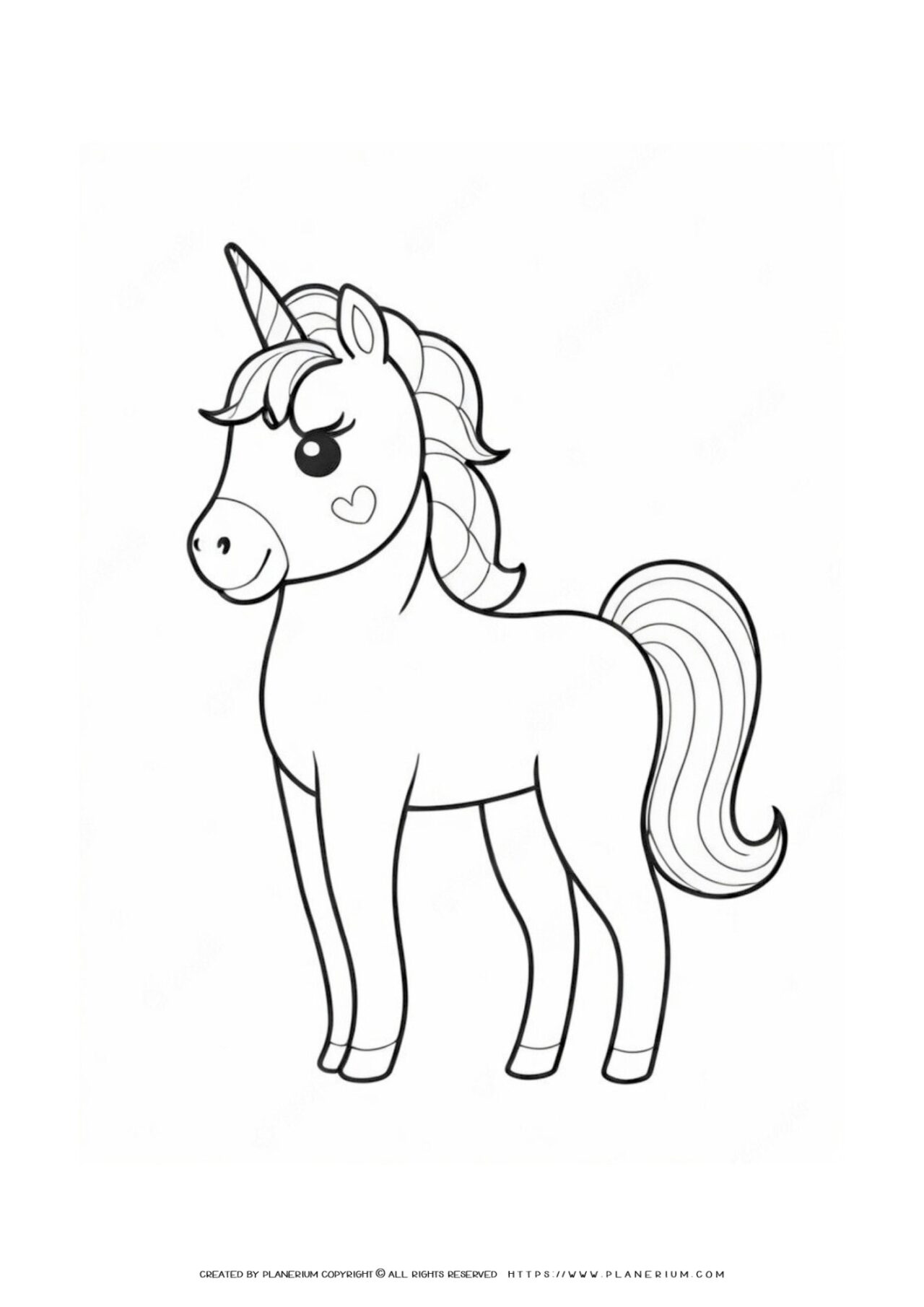 Unicorn coloring page for children's activity