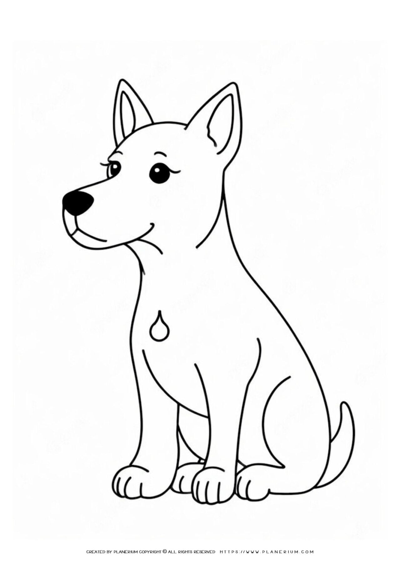 Dog line art for coloring activity.