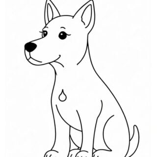 Dog line art for coloring activity.