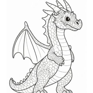 Printable dragon coloring page for kids.