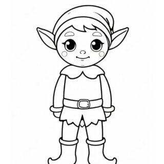 Cartoon elf coloring page for kids.