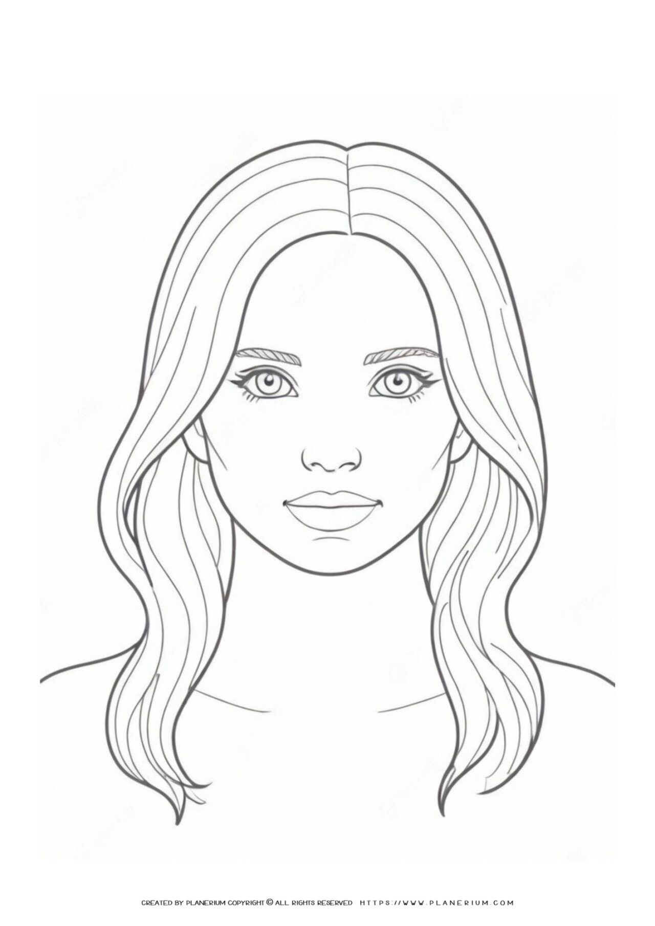 Beautiful Female Face Portrait Coloring Page for All Skill Levels