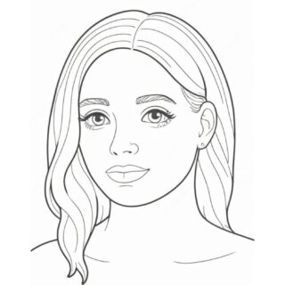 Line drawing of woman's face for coloring.