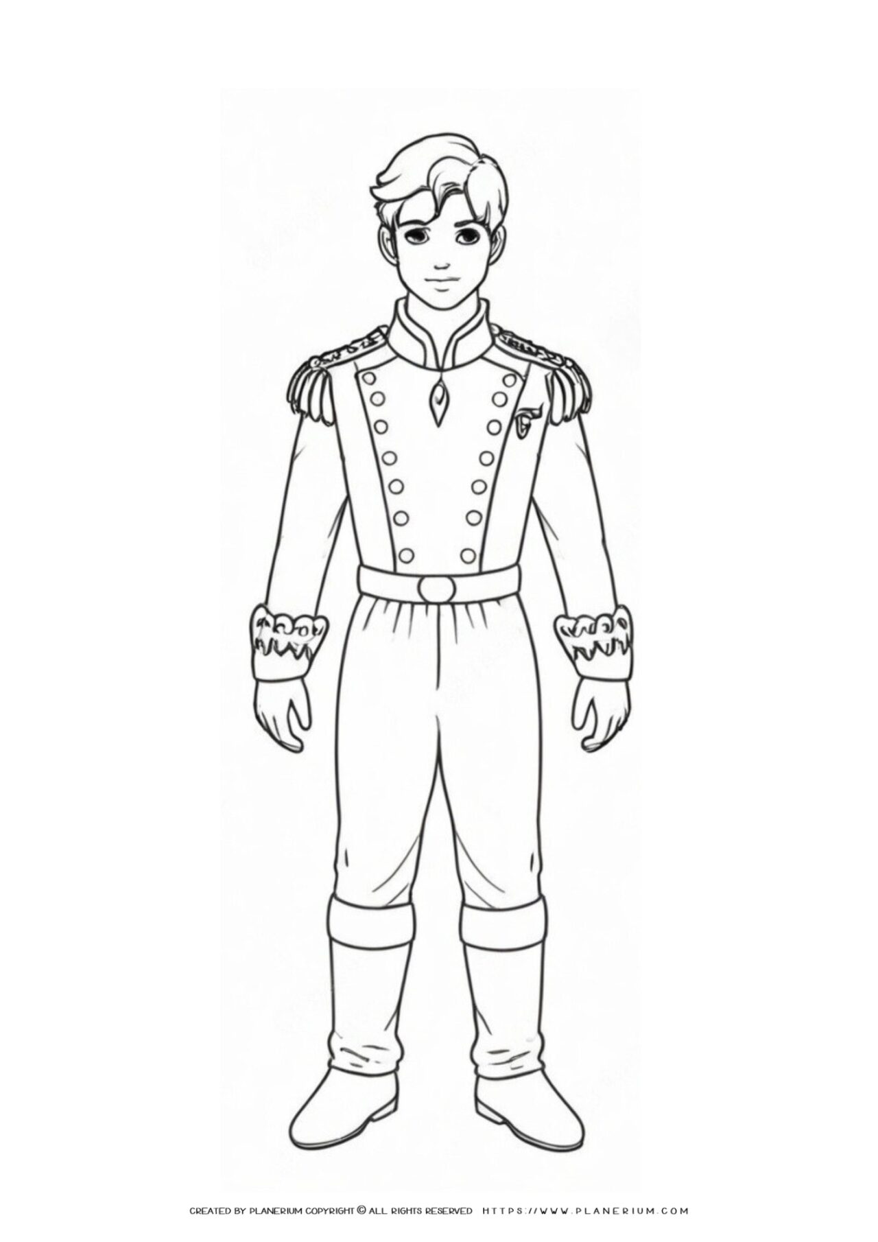 Illustration of prince character for coloring book.