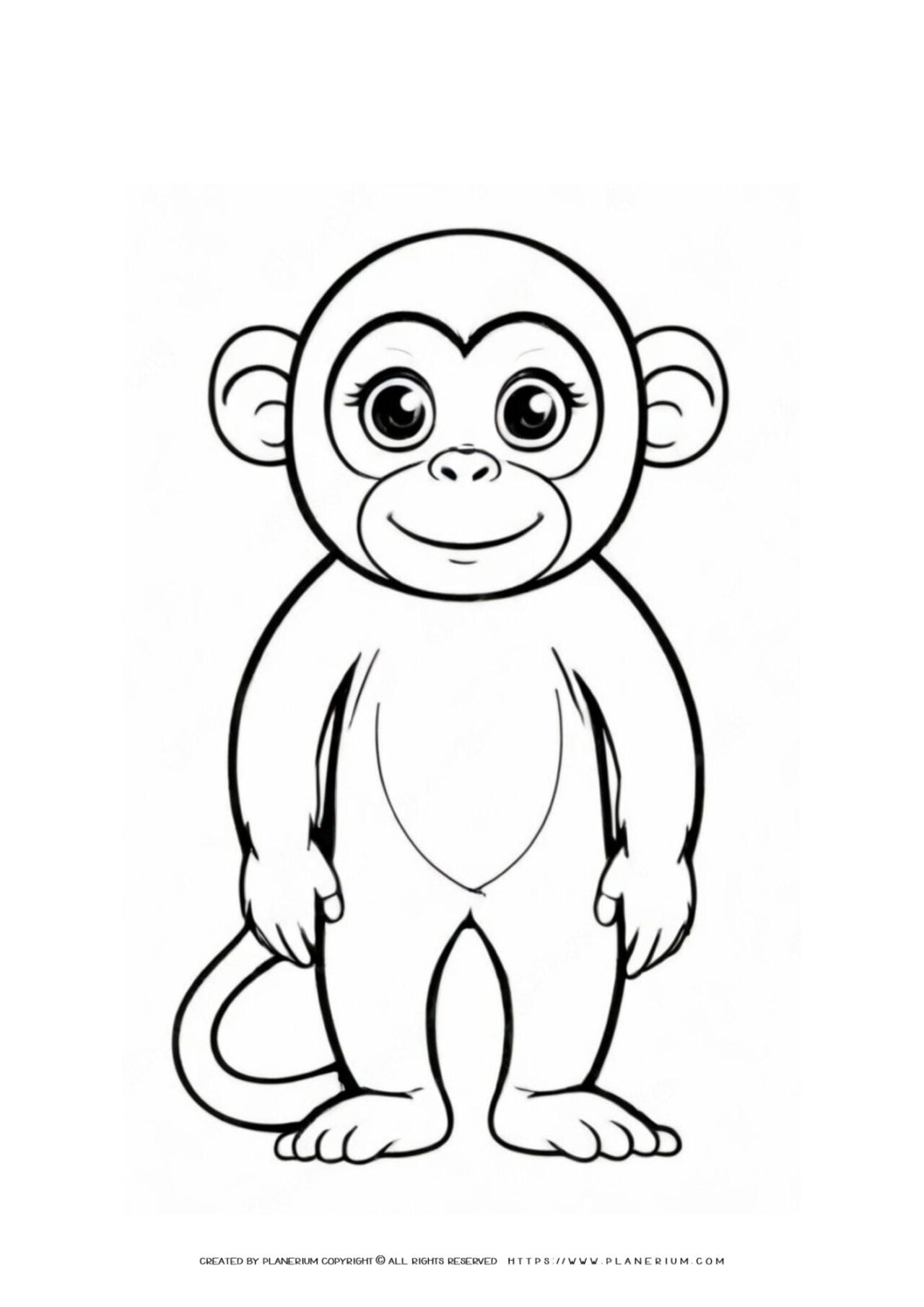 Cartoon monkey line drawing for coloring.