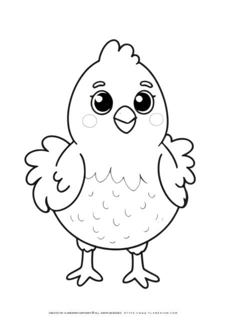 Cute cartoon chicken coloring page illustration.