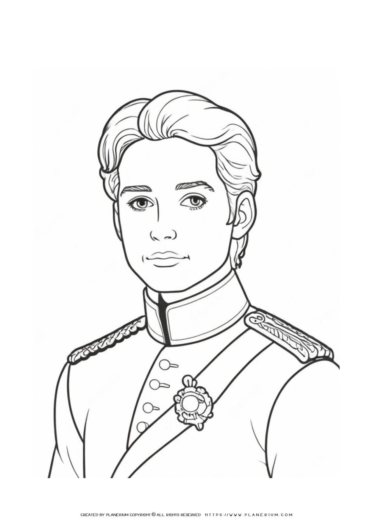Illustration of a young prince in uniform.