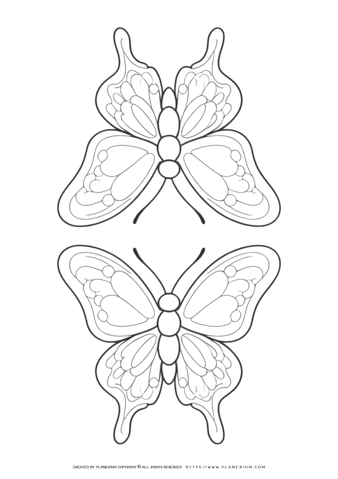 Butterfly coloring pages for children's activities.