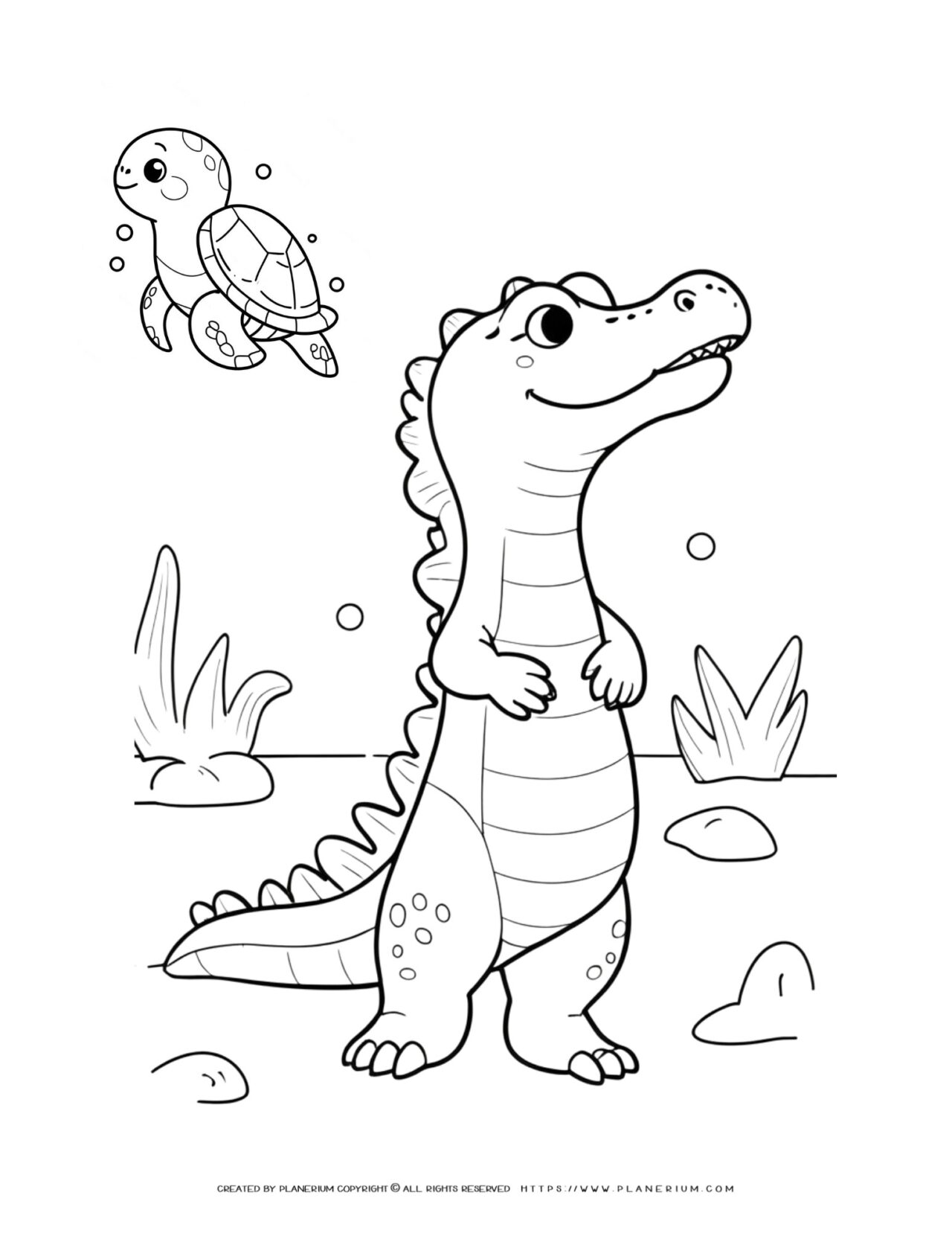 Alligator-and-Sea-Turtle-Animal-Underwater-Coloring-Page-for-Kids