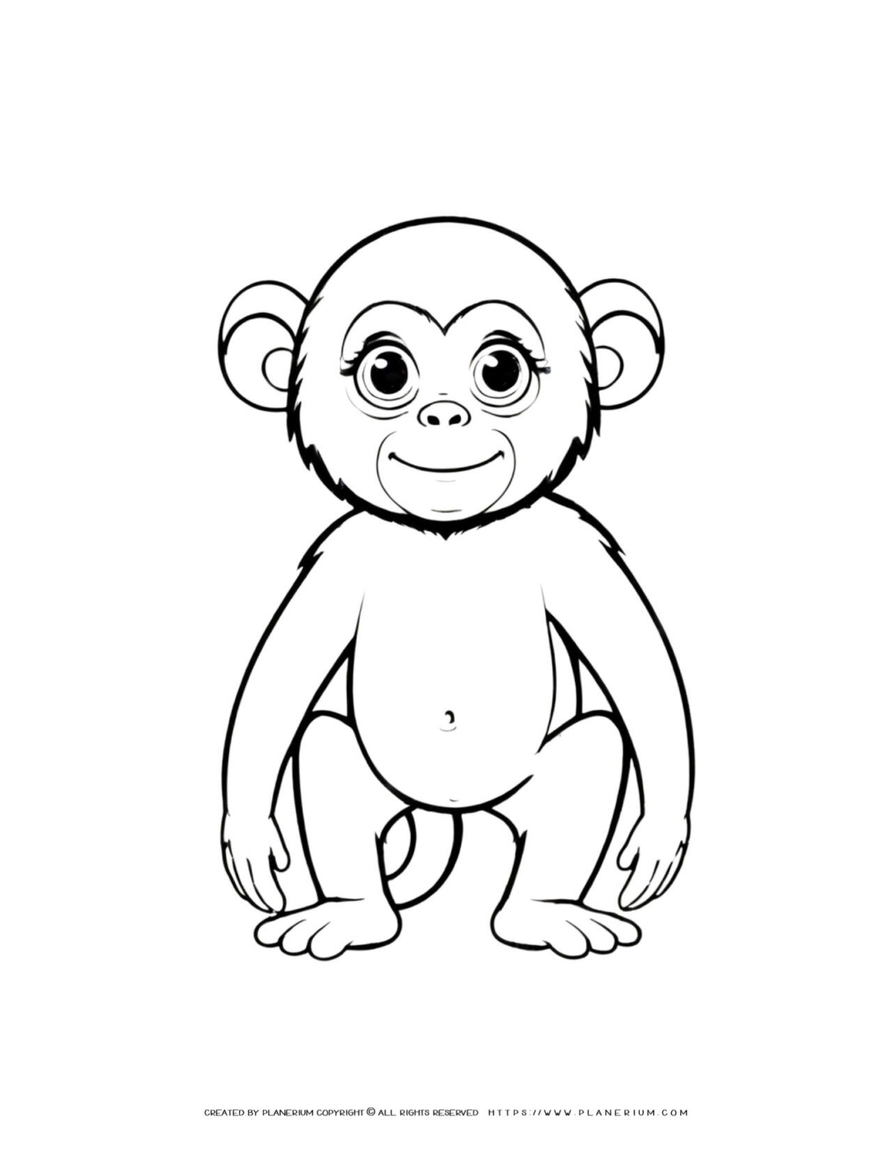 Engage Kids with Baby Monkey Outline Coloring Page