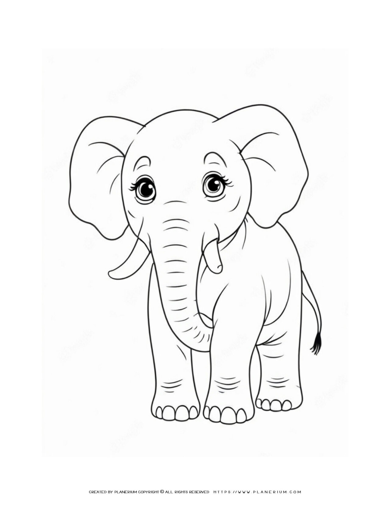 Big-Elephant-Standing-Comic-Style-Coloring-Page-for-Kids