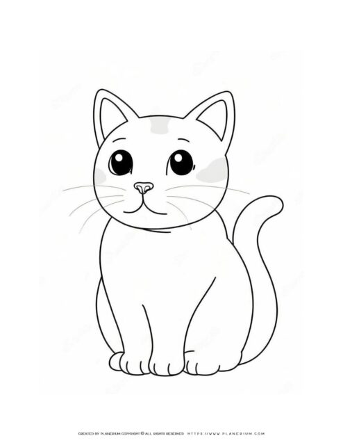 Cat-Sitting-Outline-Simple-Coloring-Page