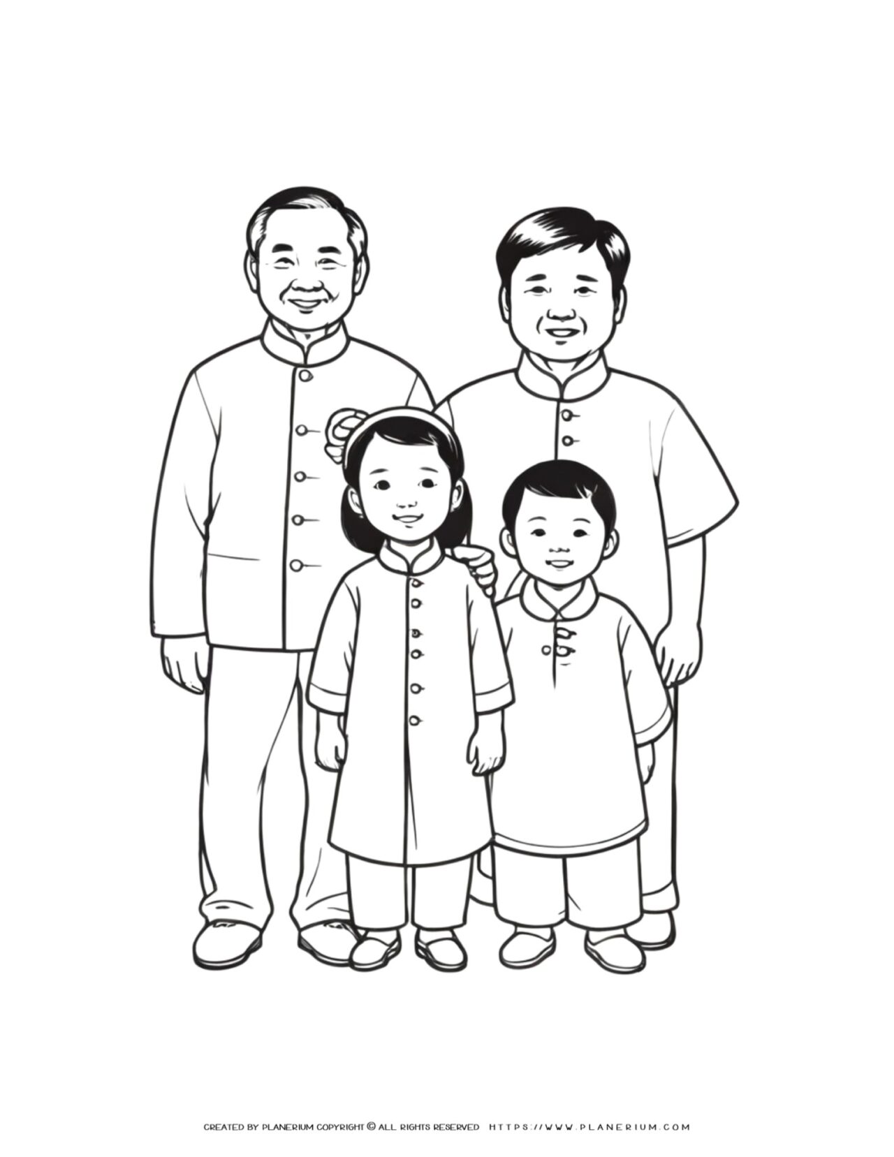 Chinese-Family-with-Father-Grandfather-Girl-and-Little-Boy