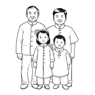 Chinese-Family-with-Father-Grandfather-Girl-and-Little-Boy