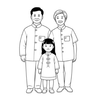 Chinese-Family-with-Father-Mother-and-Little-Girl