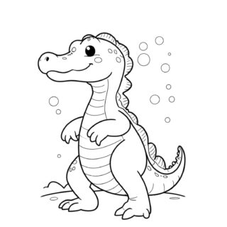 Cute-Alligator-Standing-Ocean-Coloring-Page-for-Kids