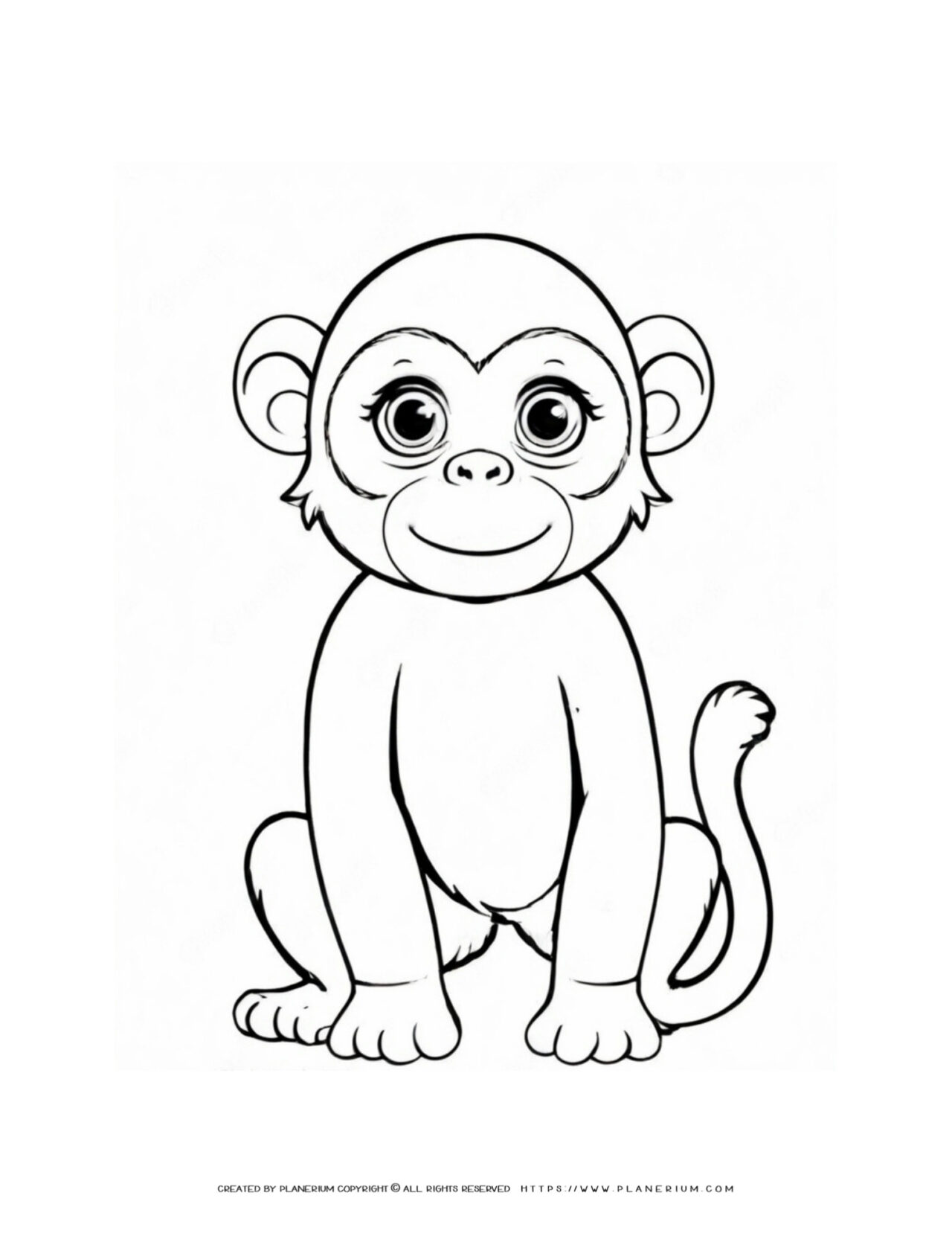 Cute-Baby-Monkey-Outline-Coloring-Page