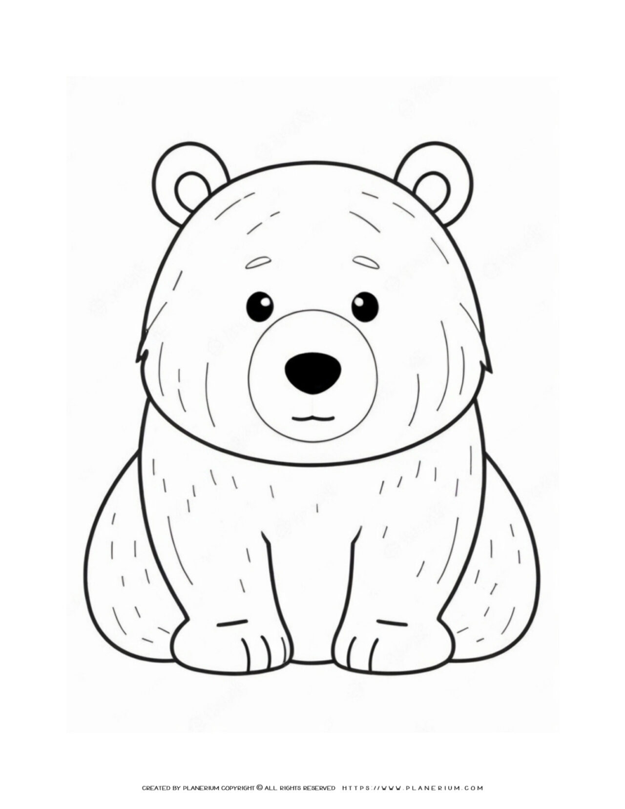 Cute-Bear-Outline-Sitting-Coloring-Page
