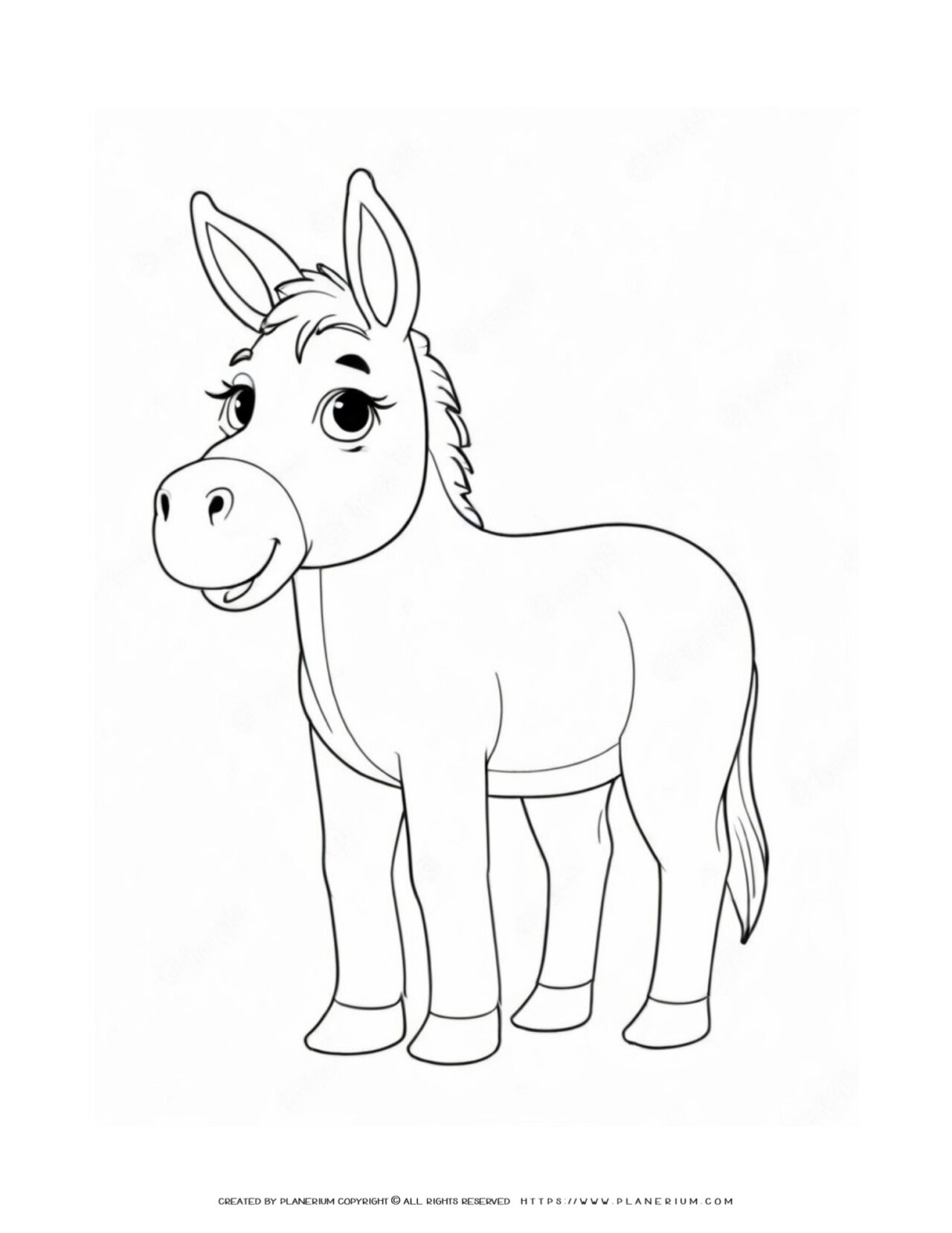 Cute-Donkey-Outline-Simple-Coloring-Page
