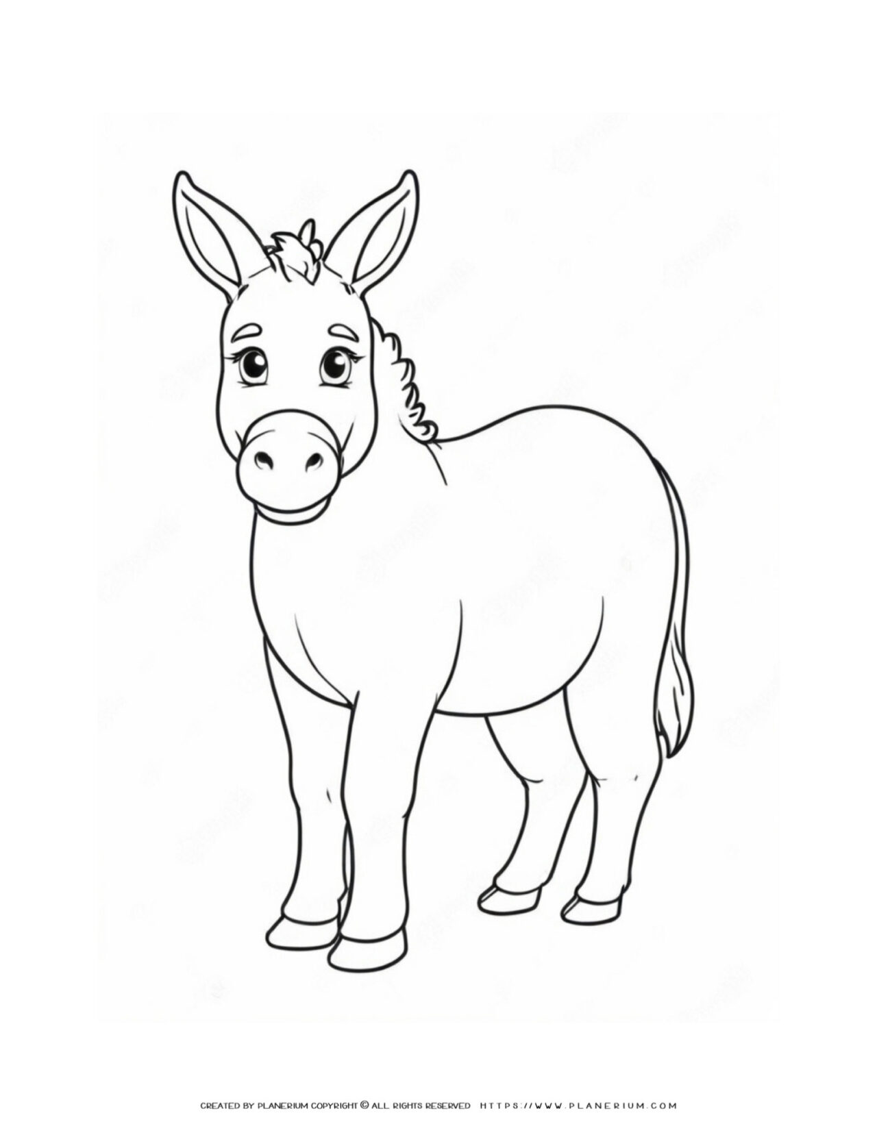 Cute-Donkey-Standing-Simple-Coloring-Page
