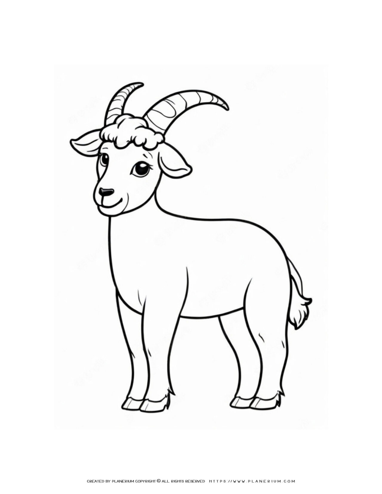 Cute-Happy-Goat-Outline-Simple-Coloring-Page