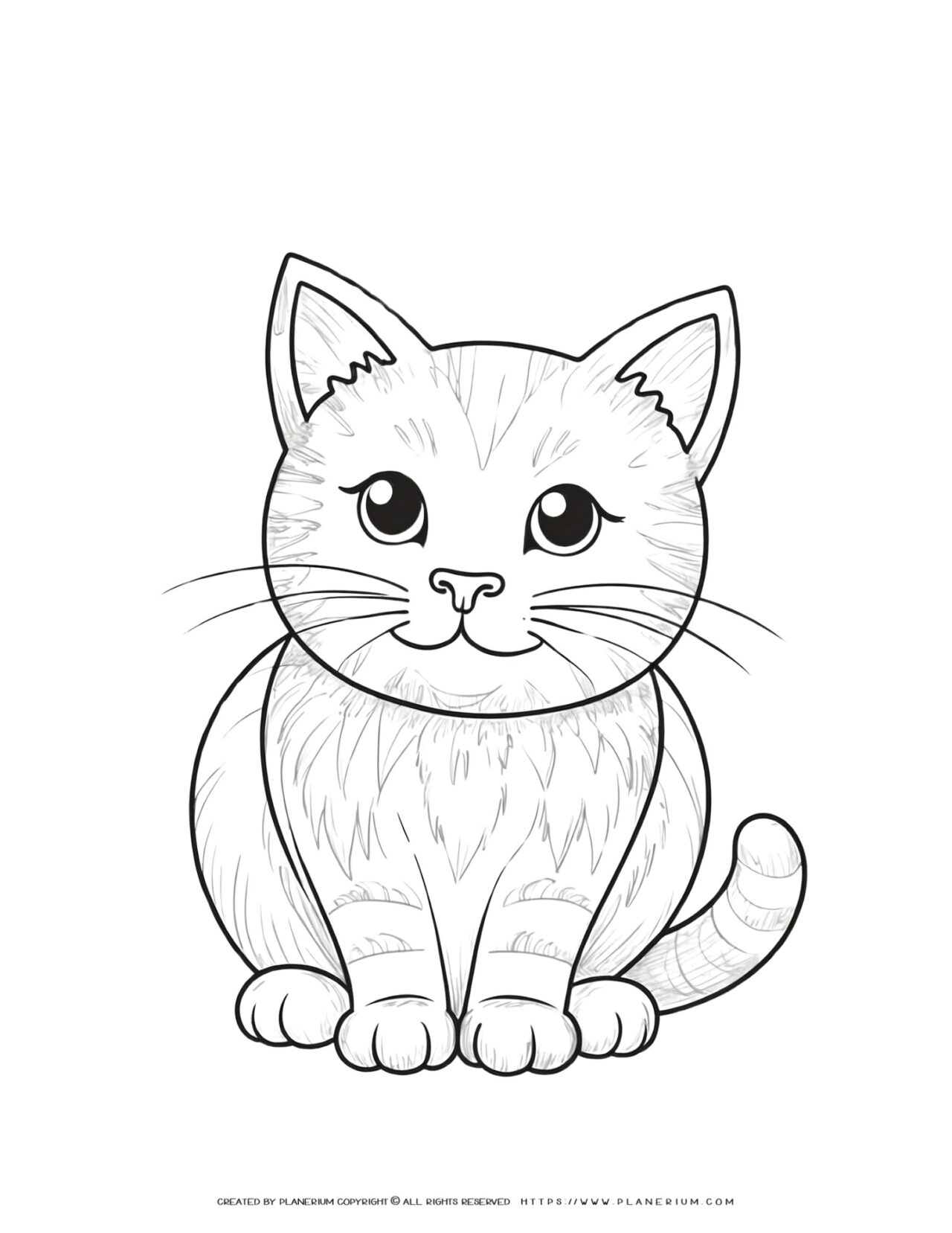 Cute-Kitten-Sitting-Drawing-Coloring-Page
