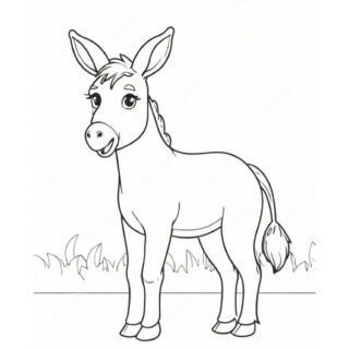 Cute-Little-Donkey-Standing-Simple-Coloring-Page