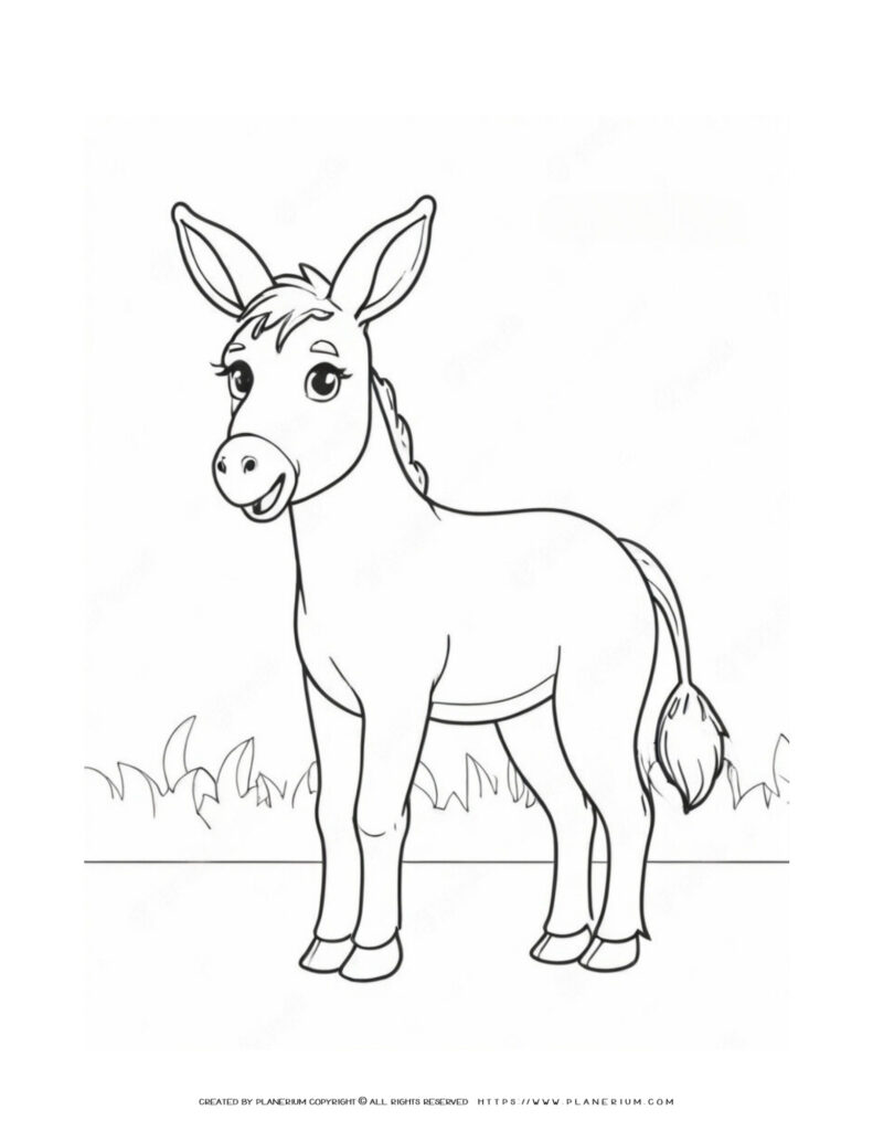 Boost Learning & Creativity with Cute Donkey Coloring Page