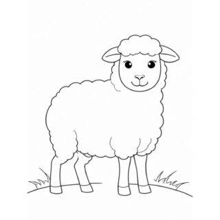 Cute-Sheep-Outline-Standing-Simple-Coloring-Page-for-Kids
