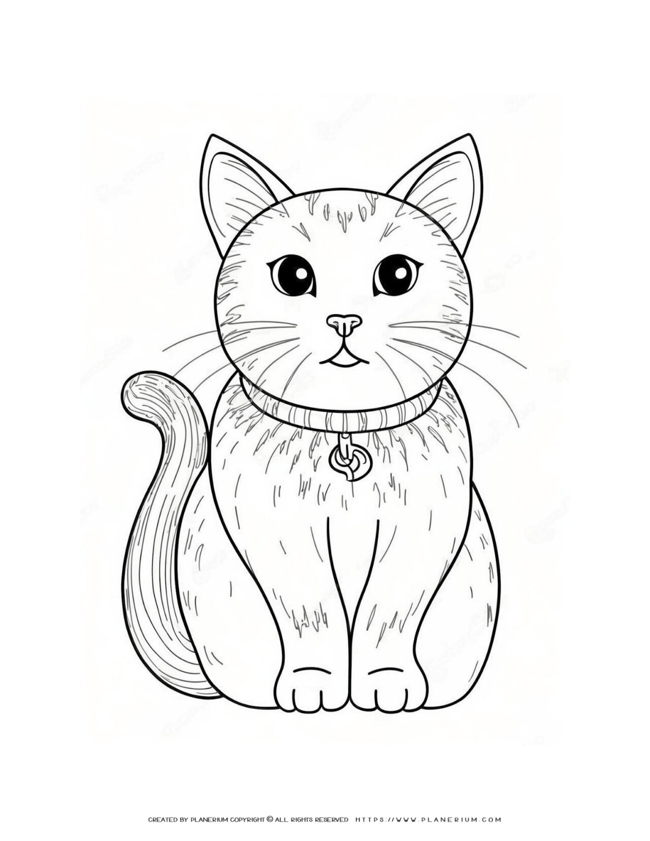 Detailed-Cat-Sitting-Drawing-Coloring-Page