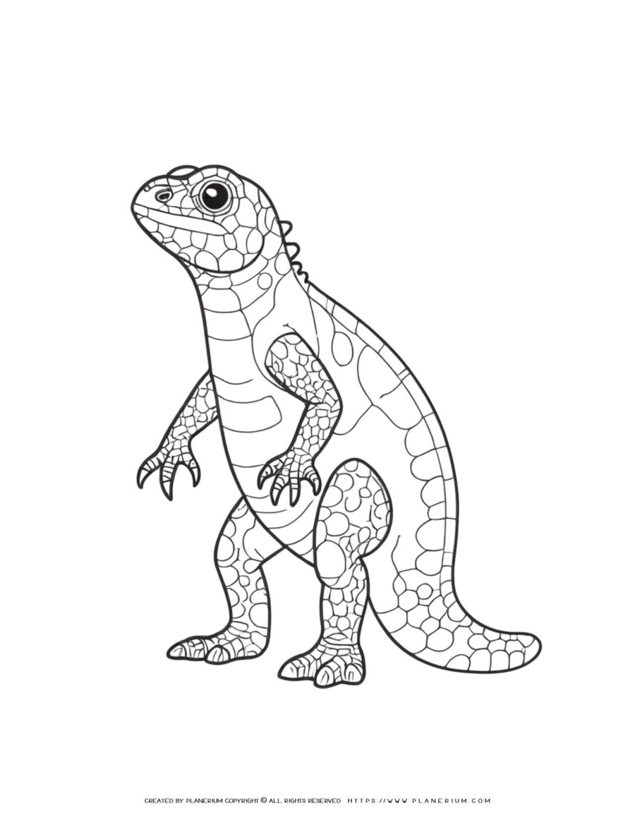 Detailed-Lizard-Standing-Outline-Coloring-Page