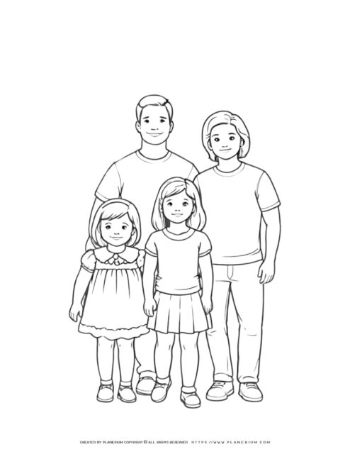 Family-Coloring-Page-with-Two-Men-Two-Daughters