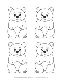 Four-Teddy-Bear-Outlines-Simple-Coloring-Page