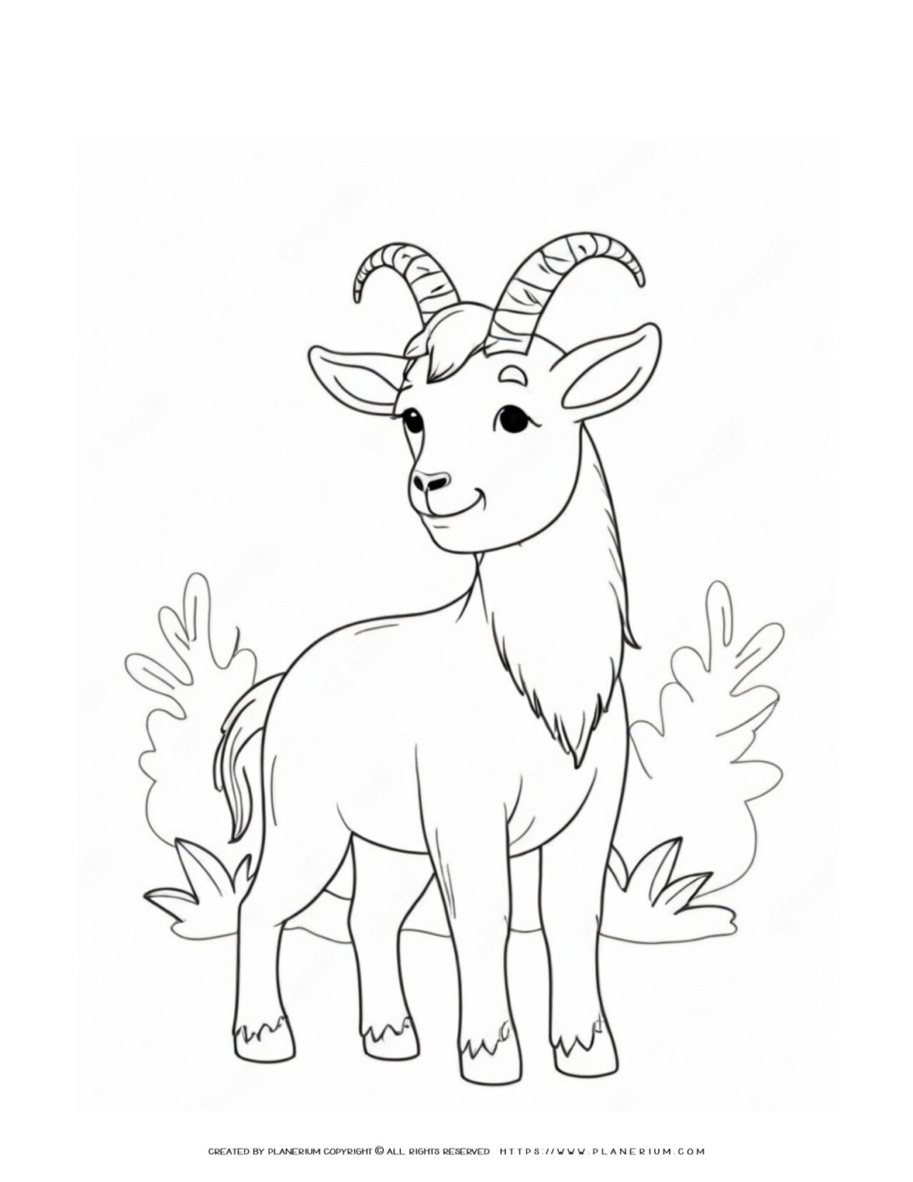 Friendly-Goat-Outline-Simple-Coloring-Page
