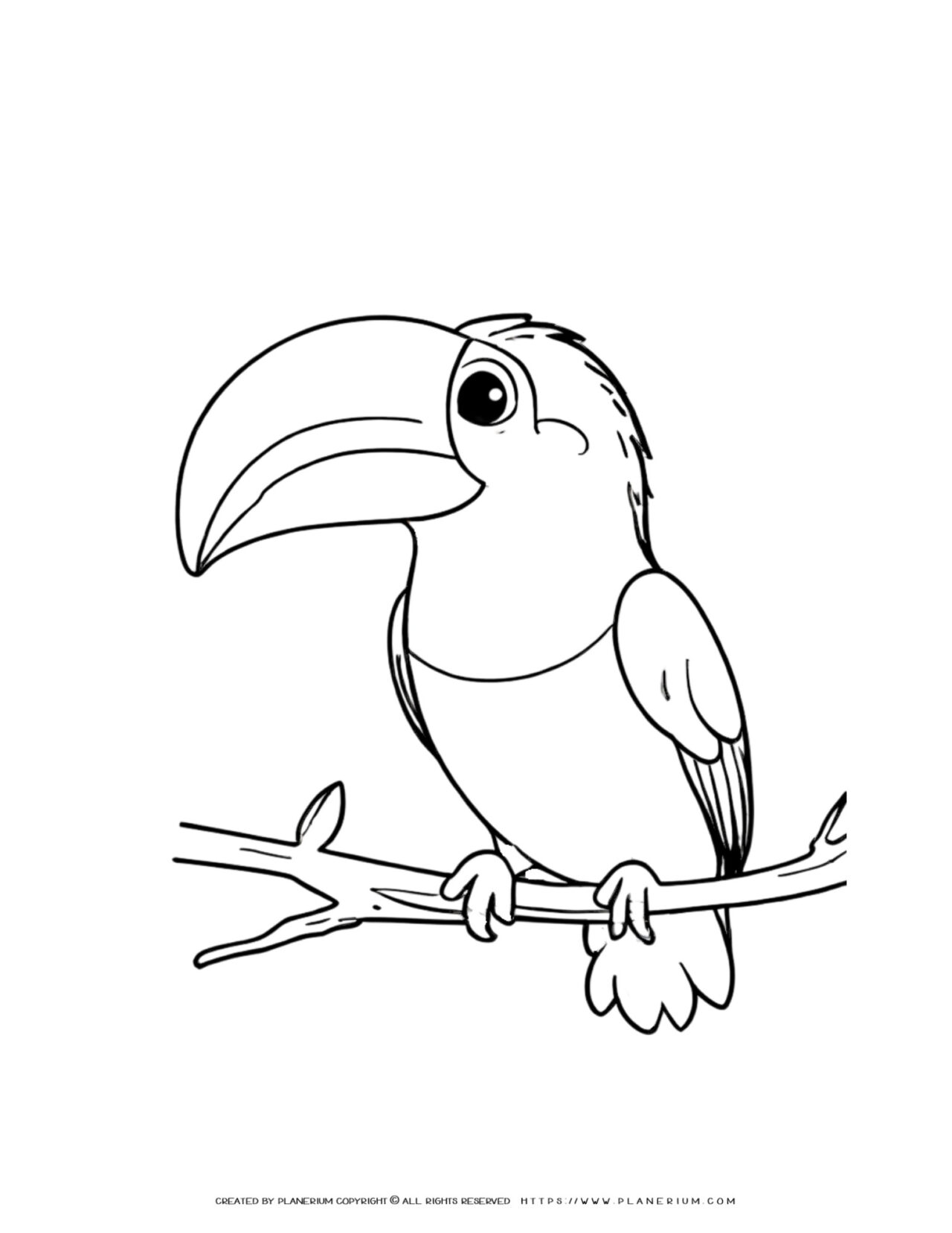 Friendly-Toucan-Perched-Simple-Bird-Coloring-Page