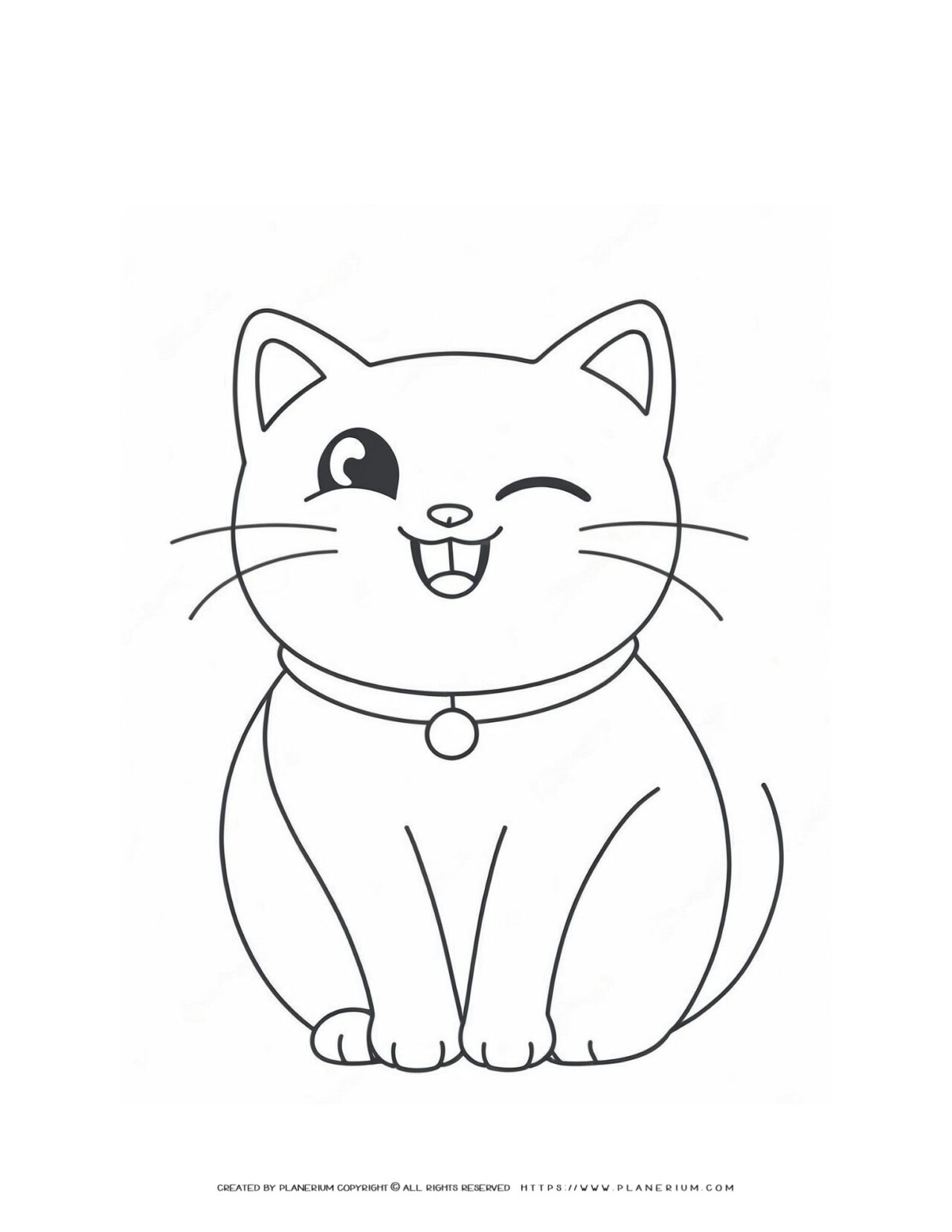 Funny-Cat-Outline-Drawing-Coloring-Page
