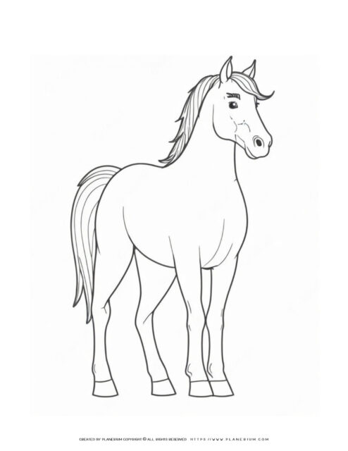 Horse-Standing-Outline-Coloring-Page