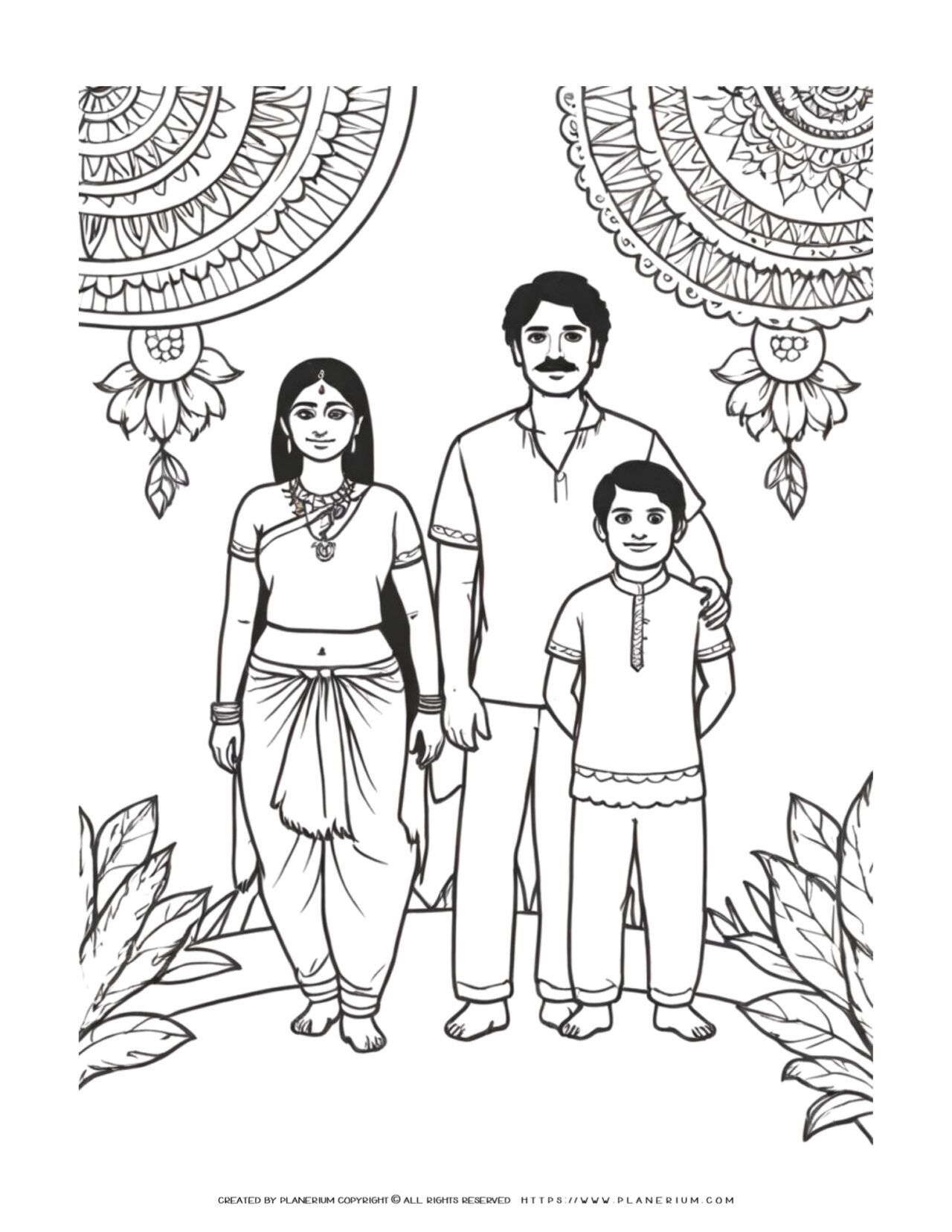 Indian-Family-Parents-and-Boy-Traditional-Clothes-with-Ornament