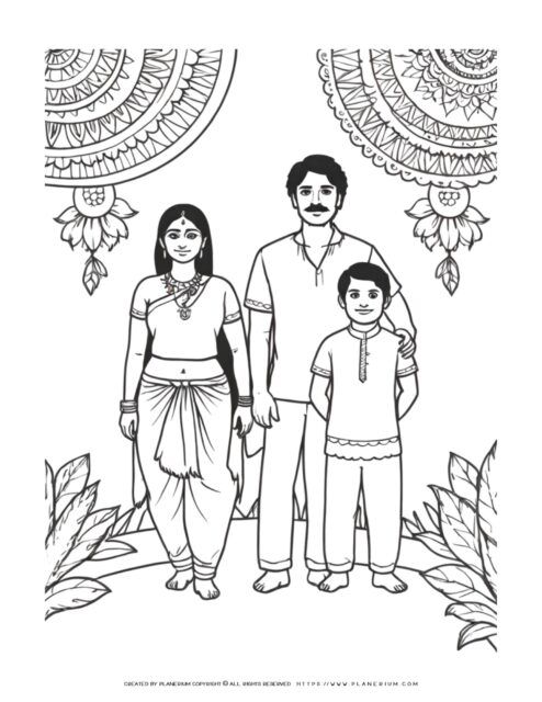 Indian-Family-Parents-and-Boy-Traditional-Clothes-with-Ornament