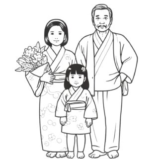 Japanese-family-parents-and-little-girl-traditional-clothes