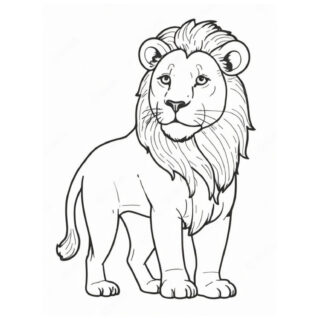 Outline-Lion-Standing-Coloring-Page