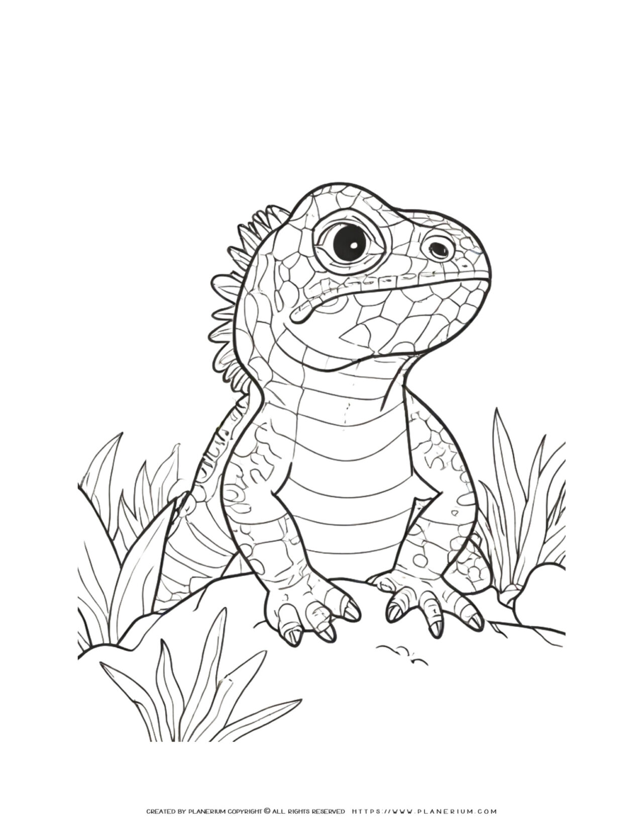 Sneaky-Lizard-Emerges-from-Mossy-Rock-Detailed-Coloring-for-Reptile-Fans