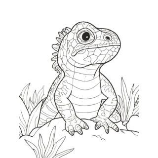 Sneaky-Lizard-Emerges-from-Mossy-Rock-Detailed-Coloring-for-Reptile-Fans