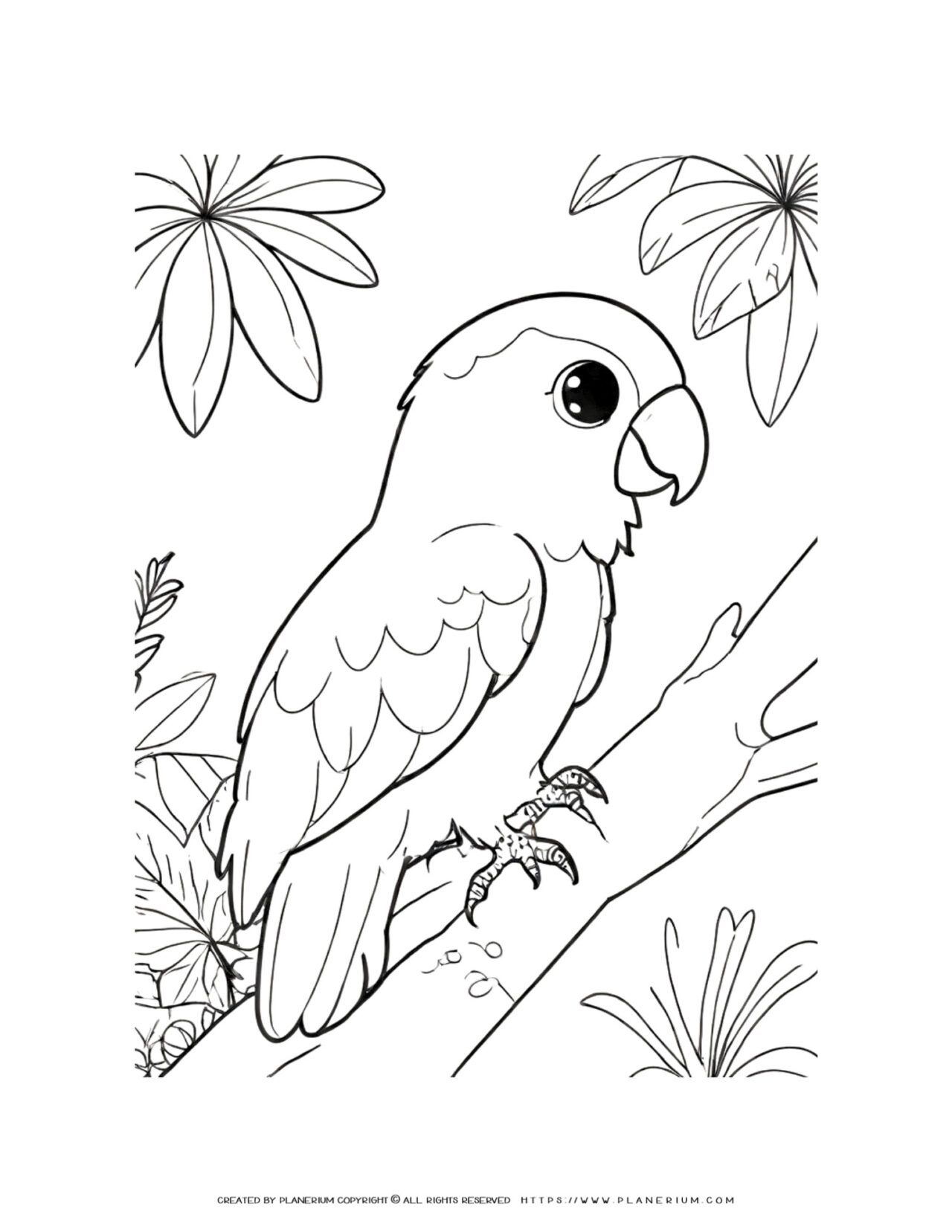 Tropical-Bird-on-a-Twig-Bird-Watching-Coloring-Fun